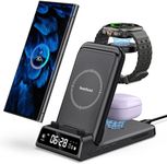 SwanScout 3 in 1 Wireless Charging Station for Samsung, Foldable Charger Dock for Galaxy Watch Ultra/7/6/5/4/FE, Galaxy S24 Ultra/S23/S22/Note 20/Z Flip/Z Fold, Earbuds, SwanScout 703S (No Adapter)