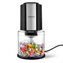 Borosil Chef Delite 300 Watts Electric Chopper for Kitchen, Twin Blade Technology, 600 ml 'chop-n-store' plastic bowl with lid, Vegetable Chopper, Cutter, Chop, Mince, Dice, Whisk, Blend, Black