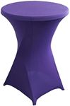 iEventStar Stretch Bar Table Covers, Spandex Bar Table Covers, Bar Tables, Wedding, Strengthening in the Foot Area, Round Tablecloth for Bistro Table, Cocktail Party (Purple, Set of 1 - Diameter 80-85