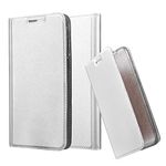 Cadorabo Book Case Compatible with HTC Desire 820 in Classy Silver - with Magnetic Closure, Stand Function and Card Slot - Wallet Etui Cover Pouch PU Leather Flip