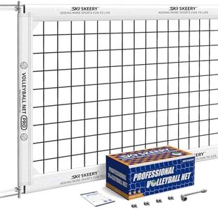 SKEERY Professional Volleyball Net,Official Size 32×3.3FT,Equipped with Double Steel Cables with 3.3FT Double Side Bars,Portable Volleyball Net for Backyard,School,Courts(PRO)