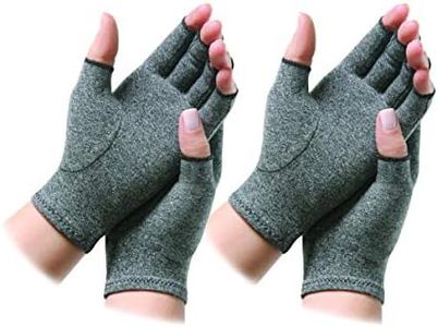 Copper Compression Open Finger Hand Gloves, Relief from Arthritis Pain, Swelling, Rheumatoid, Osteoarthritis, Tingling or Numbness, Reducing Muscles & Palm Pain. UNISEX. (S/M/L/XL) 2 Pairs. (L)