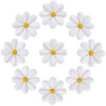 VGOL 40PCS Embroidery Patches Daisy Flower Pattern Appliques Sewing Iron-on for Clothing Hats Backpacks Jeans Repairing DIY Decoration Accessories White