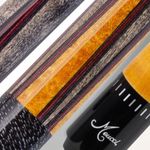 Meucci Pool Cue - SW Bar Box 1, Pool Stick w/Smoke Stained Forearm, Curly Maple Points, High Impact Cue Tips, Irish Linen Wrap - 19 Oz Low Deflection Pool Cue Stick - Professional Billiard Cue Stick
