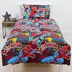 Spiderman Ultimate Metropolis Single Duvet Cover | Reversible Two Sided Design | Kids Bedding Set Includes Matching Pillow Case, Micro Fibre Polyester, Red, 200 x 135cm