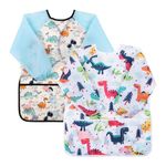 saerryor 2PCS Kids Painting Apron Toddler Apron Art Smock for Kids Long-Sleeve Waterproof Painting Aprons, Painting,Cooking,Eating,Arts & Crafts Artist Apronfor Children Ages 3-8, Dinosaur