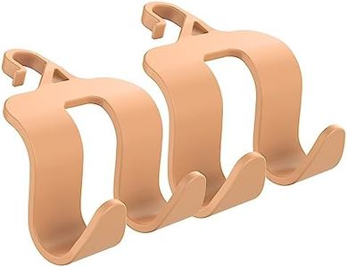 Flymic Car Headrest Hooks, Upgraded 2 in 1 Car Storage Headrest Hanger Holder Hooks Organizer, Universal Vehicle Backseat Hanger Interior Accessories for Handbag Purse and Bag Khaki 2 Pack