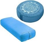 Florensi Yoga & Meditation Bundle | Blue Meditation Cushion & Blue Yoga Bolster