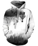 Kinberr Men Novelty Hoodies Long Sleeve Funny Pullovers White Wolf Graphic Hooded Sweatshirts with Drawstring for Sports