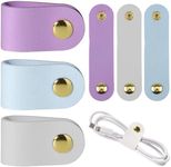 6Pcs Leather Cable Straps Travel Cable Ties Phone Cable Ties Reusable Leather Cord Organizer Straps PU Leather Charging Cord Power Cord Headphone Organizer USB Multipurpose Cord Holder Snap Closure