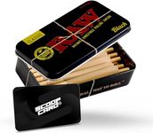 RAW Black Classic Prerolled Cones 1-1/4 Packed Inside a RAW Metal Tin Container with Packing Tubes - 20 Pack