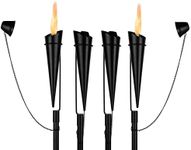 BIRDROCK HOME Outdoor Torches - Durable Construction, Modern Design, Weather Resistant, Citronella Oil Compatible, Ideal for Backyards, Patios, Pathways - Ibiza Black, 4 Pack