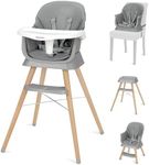 Baby High Chair, High Chairs for Babies and Toddlers with Adjustable Legs, Portable 6-in-1 Convertible to Booster Seat for Dining Table (Gray)