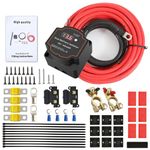 5m Split Charge Relay Kit, 12v 140Amp Smart Dual Battery Isolator, Voltage Sensitive Relay Kit with LED Screen Display for Campervan Van Truck SUV RV ATV UTV Boat