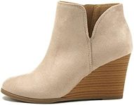 Soda Ability - Mid Ankle Bootie w/Split Shaft and Zipper Stacked Wedge Heel (CLAY, numeric_6_point_5)