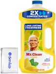 Mr Clean Multi Purpose Lemon Liquid Cleaner Professional Household Non-Toxic Hardwood Floor Cleaner, 64 Ounce New and Improved 2X Concentrated Multisurface Liquid Solution, with NOIS Tissue Pack