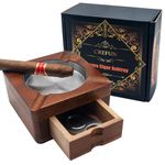 Wooden Cigar Ashtray 4 Slots – Crefun CK4831 Cigar Accessories for Men Cigar Ashtray Set Gift, Cigar Ashtray for Outdoor Indoor, with Detachable Ashtray Drawer, Cigar Holder, Personalized Cigar Gifts