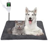 Emwel Pet Heating Pad 45 * 70cm Adjustable Timer & Adjustable Temperature,Waterproof Safe Heated Pet mat for Dog Cat