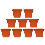 HINS Square Pot Set of 9 for Indoor and Outdoor Gardening (Orange, 9) Gamla for Garden 12 Inch I