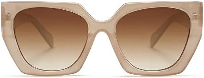 SOJOS Retro Cateye Polarized Oversized Sunglasses Womens Vintage Square Designer Sunnies SJ2205 with Light Brown/Gradient Brown