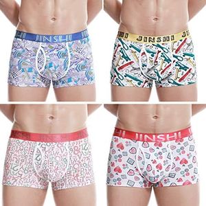 EEYAGEN Jinshi Bamboo Fashion Mens Underwear No Ride Up Boxer Briefs Underwear for Men Pack of 4 - - XXX-Large