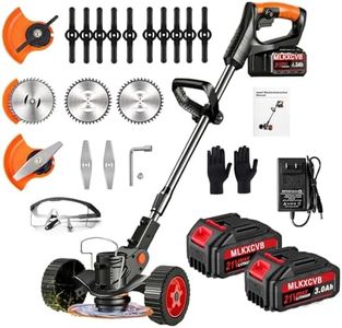Cordless Weed Wacker with Wheels,Electric Weed Eater Battery Powered