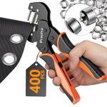 Preciva Grommet Tool Kit, Interchangeable Double Head Handheld Grommet Eyelet Plier Set for Advertising Poster, Banner, Portable Manual Puncher with 400pcs Silver Grommets of 3/8 Inch,1/4 Inch