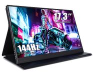 ZSCMALLS Portable Monitor 17.3 Inch 144Hz 1080P FHD Gaming Monitor USB-C HDMI Computer Display HDR IPS Laptop Screen Extender with Smart Cover/Speakers for Laptop PC Mac Phone PS3 4/5 Xbox