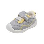 Baby Breathable Rubber Sole Sneakers for Toddler Boys Girls Kids Outdoor Shoes First Walkers(X10 Grey,15-18months)