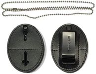 Hero’S Pride™ Universal Shield Leather Badge Holder with Hook & Loop Closure (Holder Only) - Premium Badge Holder for Police, Law Enforcement, Security Officer - Neck Chain Included