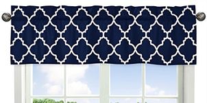 Navy Blue and White Modern Window Treatment Valance for Trellis Lattice Collection by Sweet Jojo Designs