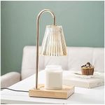 Electric Candle Warmer Lamp w/2 Bulbs for Top-Down Candle Melting Clear Glass Wax Melt Warmer Wooden Base Dimmable Candle Table Lamp Bedroom Decor