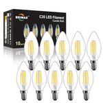 BRIMAX E14 LED Candle Bulbs Dimmable 6W, 60W Equivalent, Soft Warm White 2700K, Small Edison Screw SES Chandelier Bulbs, C35 Filament LED Energy Saving Candelabra Bulb, 10Pack