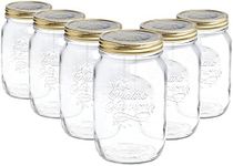 Bormioli Rocco Quattro Stagioni Mason Jars - Traditional Kitchen Food Canister with Screw Top Lid - 1.5 Litre - Pack of 6