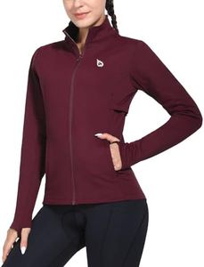 BALEAF Women's Fleece Running Jacket Water Resistant Full Zip Winter Cold Weather Gear Thermal Cycling Workout Jackets Wine Red S