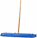 Tidy Tools Commercial Dust Mop & Floor Sweeper, 36 in. Dust Mop for Hardwood Floors, Reusable Dust Mop Head, Wooden Broom Handle, Industrial Dry Mop for Floor Cleaning and Janitorial Supplies, Blue