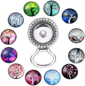 SUNNYCLUE 1 Box Interchangeable Eyeglass Holding Snaps Brooch with Tree of Life Glass Snaps Button 18mm Snap Charms Jewelry Pendant for Jewelry Making Supplies
