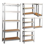 COZYBRITE Garage Shelving Units 5 Tier Heavy Duty Shed Storage Racking Shelf Metal Boltless 875kg Capacity 175kg Per Shelf for Warehouse Workshop Office (Silver, 90x40x180cm)