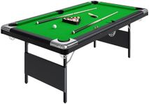 Garvee 7 Billiards Table, Adults Folding Billiards Tables, Portable Pool Table, Pool Tables Set for Family Game Room, Adult Rrec Room, Basements, Man Cave or Garage, Green
