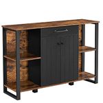 VASAGLE Storage Cabinet, Kitchen Cabinet, Sideboard, Storage Organizer with Drawer, Shelves, Door, Steel Frame, Rustic Brown and Black ULSC103B01