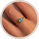 Turquoise Ring Birthstone Rings for Women, Promise Ring for Her Gifts for Women Birthday Unique 14K Gold Adjustable Ring Stocking Stuffers Anniversary Valentines Day Retirement Jewelry for Grandma Daughter