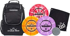 Dynamic Discs Trooper Backpack Prime Burst Disc Golf Starter Set | Dynamic Discs Trooper Disc Golf Bag Included | Prime Burst Judge, Prime Burst Truth, and Prime Burst Escape Included (Black)