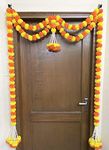 SPHINX Artificial Marigold Fluffy Flowers and Tuberose Door Hangings (Yellow and Dark Orange)