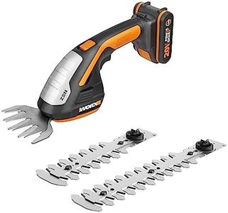 WORX WG801E - Akku Gras- und Strauchschere 20V PowerShare, 3-in-1 Schere mit verschiedenen Messer Aufsätzen – 20 cm Schere, 12 cm Strauchtrimmer, 10 cm Grasmesser – inkl. 2Ah Akku & Ladegerät