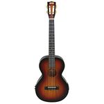 Mahalo Java Series 1V+1T (MVT2) Electric Semi Acoustic Baritone Ukulele with Sponge Padded Bag & Shoulder Strap, 3 Tone Sunburst, Brown