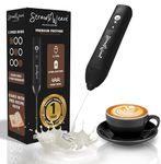 Coffee Frother Electric with Double Whisk | C Type Rechargeable Coffee Maker Machine for Home | 1 Year Warranty | Free Coffee Blender Recipe Book | Big Battery 1 Charge = 15 Days Use