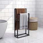 BOFENG Black Floor Free Standing Ladder Towel Racks Holder Towel Rails -2 Tier Organizer for Bathroom Storage,Organization Next to Tub or Shower, Holds Bath & Hand Towels