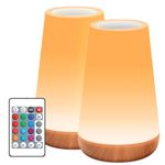 Auxmir Night Light 2 Pack, LED Touch Bedside Table Lamp, 2500mAh Rechargeable Light with RGB Color Changing, Portable Lamp for Children, Kids, Bedroom, Living Room, Camping