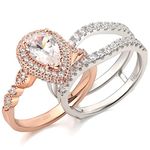 Newshe Wedding Bridal Band Ring Enhancer Engagement Ring Set for Women 925 Sterling Silver 1.8Ct Round White 5A Cz Rose Gold Size 7