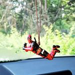 ZKTSRY Deadpool Car Accessories,Car Rear View Mirror Hanging Accessories,Funny car Accessories,for Office Home Hanging Micro Landscape Decor Birthday Romantic Gift (Style 1)